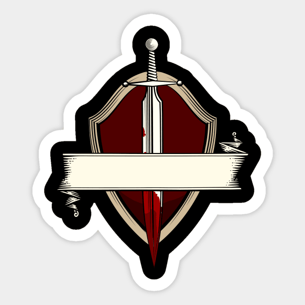 Sword Banner Coat Of Arms Medieval Sword Fight Sticker by Foxxy Merch